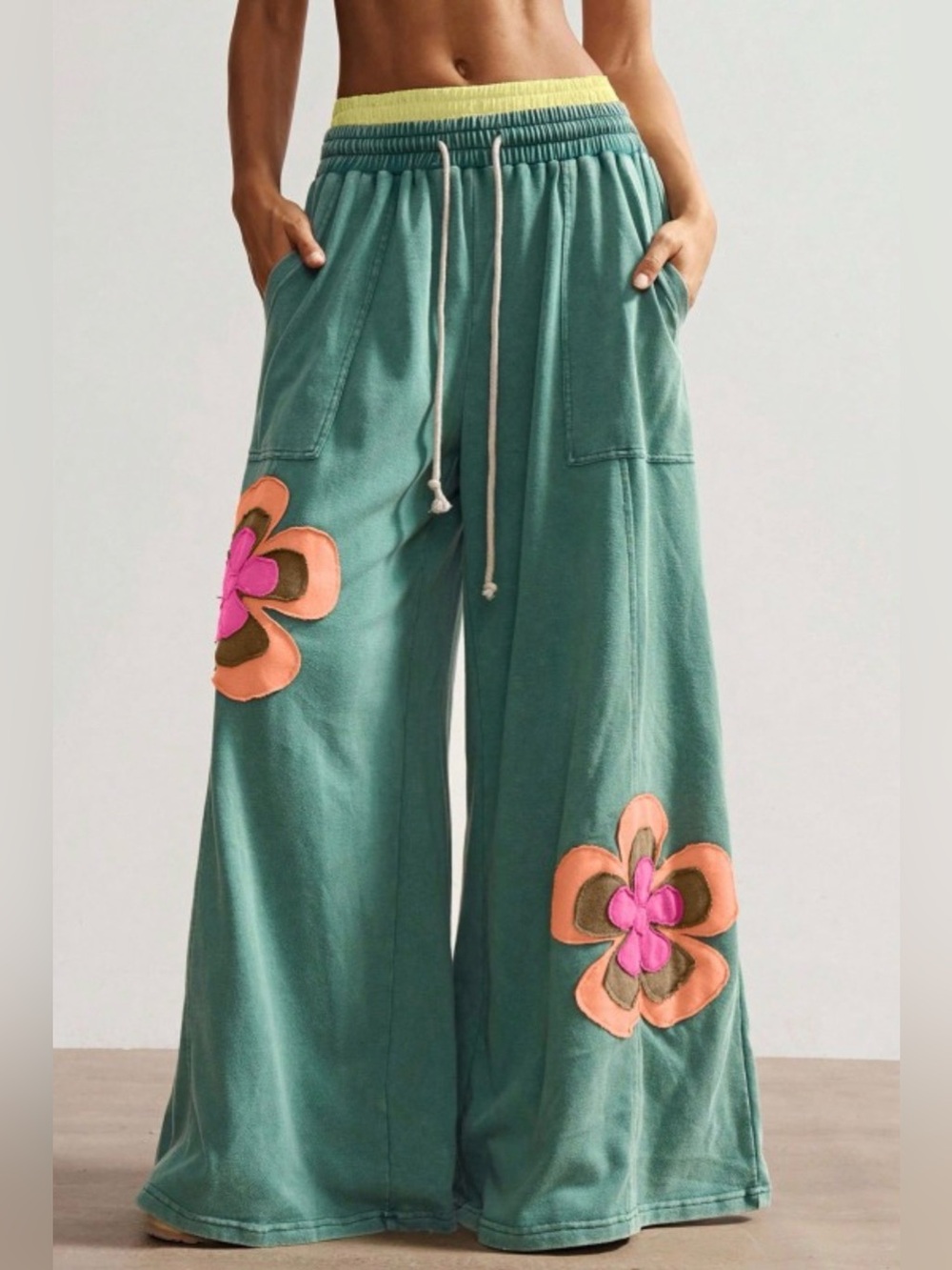 50.  FLORAL PATCHWORK WIDE LEG PANTS